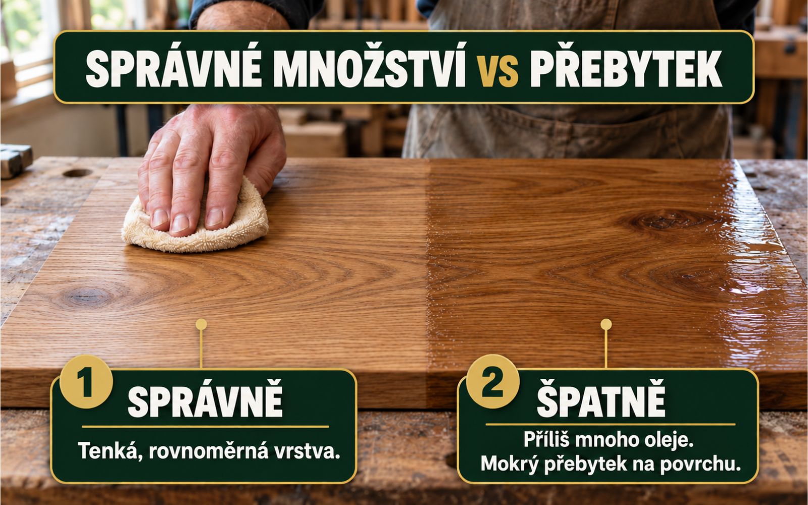 Správné množství versus přebytek při aplikaci Rubio Oil Plus 2C